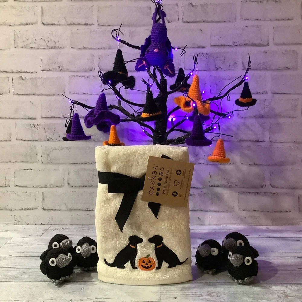 Casaba 2pk 16×28 Appliqued Boo Pumpkin Dog Hand Towels